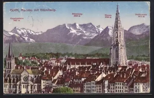AK Bern, Münster und Blümlisalp