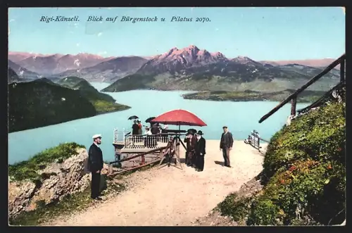 AK Rigi-Länzeli, Blick auf Bürgenstock und Pilatus