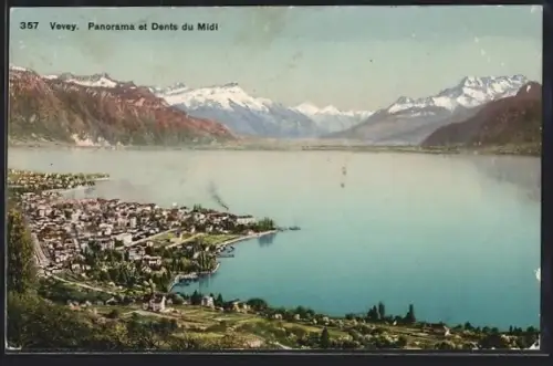 AK Vevey, Panorama et Dents du Midi