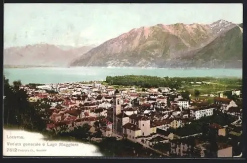 AK Locarno, Veduta generale e Lago Maggiore