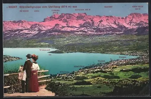 AK Thalwil, Glärnischgruppe vom Uetliberg aus