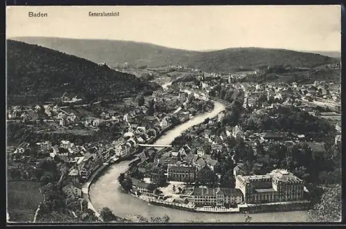 AK Baden, Generalansicht aus der Vogelschau
