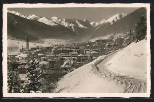 AK Davos-Platz, Teilansicht und Hohe-Promenade gegen Tinzenhorn und Piz-Michel