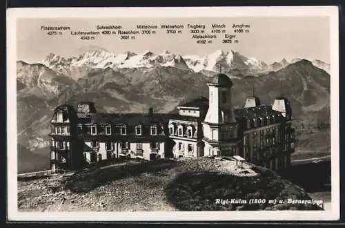 AK Rigi-Kulm, Hotel und Berneralpen: Eiger, Mönch und Jungfrau