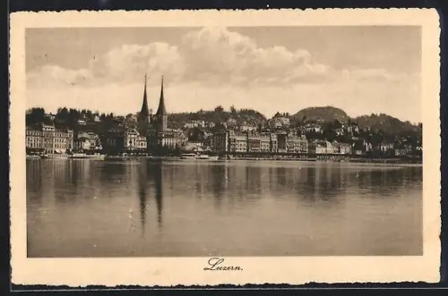 AK Luzern, Uferpartie mit Kirche
