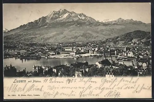 AK Luzern, Teilansicht mit Pilatus