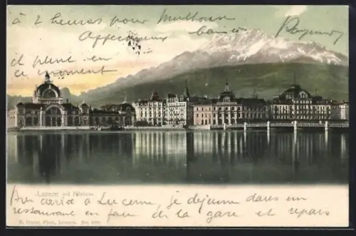 AK Luzern, Uferpartie mit Pilatus