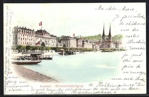 AK Luzern, Schweizerhofquai mit Hotel