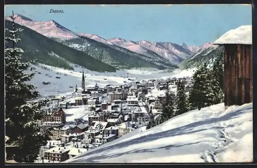 AK Davos, Teilansicht im Schnee