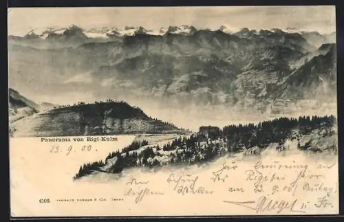 AK Rigi-Kulm, Panorama aus der Vogelschau