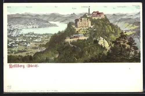 AK Uetliberg, Gesamtansicht mit See und Bergen