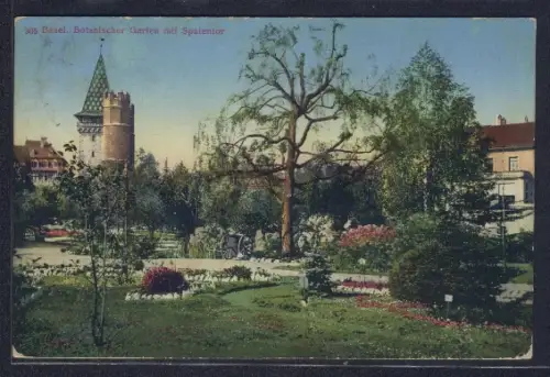 AK Basel, Botanischer Garten mit Spalentor