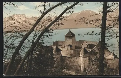AK Château de Chillon, le Grammont et les Dents du Midi