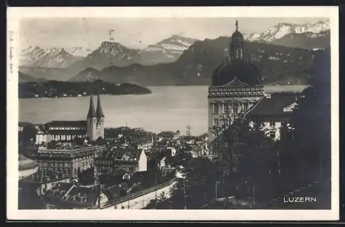 AK Luzern, Strassenpartie mit Kirche