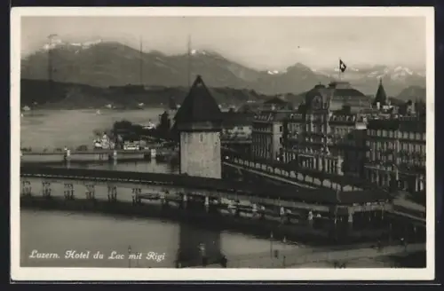 AK Luzern, Hotel du Lac mit Rigi