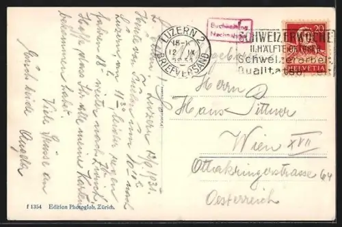 AK Luzern, Hotel du Lac mit Rigi