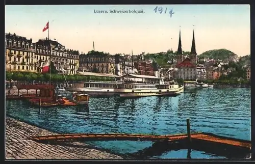 AK Luzern, Schweizerhofquai mit Hotel