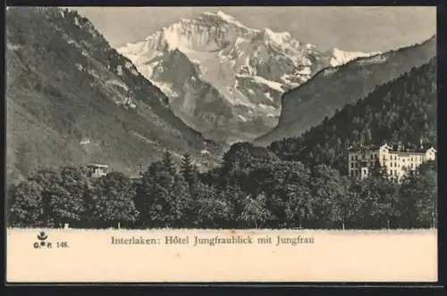 AK Interlaken, Hôtel Jungfraublick mit Jungfrau