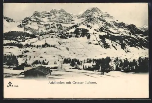 AK Adelboden, Panorama und Grosser Lohner im Schnee