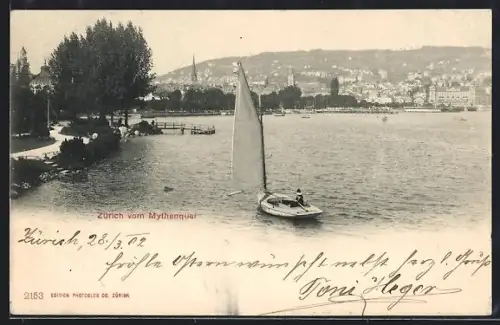 AK Zürich, Teilansicht vom Mythenquai aus
