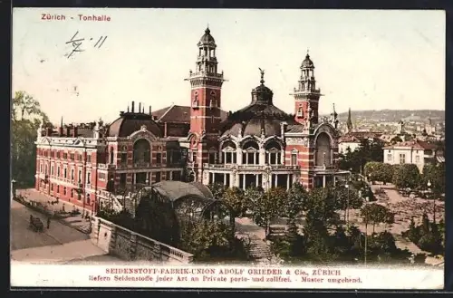 AK Zürich, Eidgen. Schützenfest 1907, Tonhalle und Gabentempel