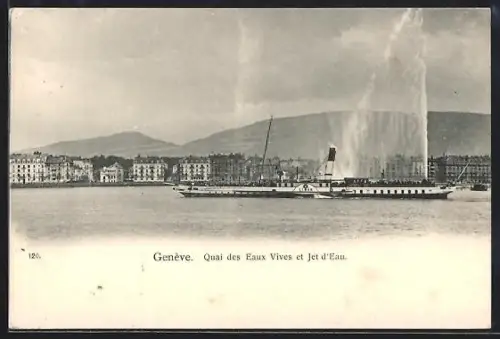 AK Genève, Quai des Eaux Vives et Jet d`Eau