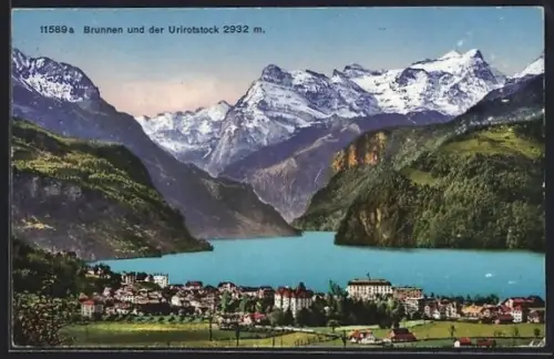 AK Brunnen, Ortsansicht mit dem Urirotstock