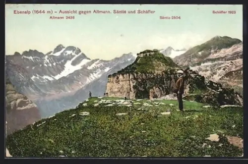 AK Ebenalp, Panorama mit Altmann, Säntis und Schäfler