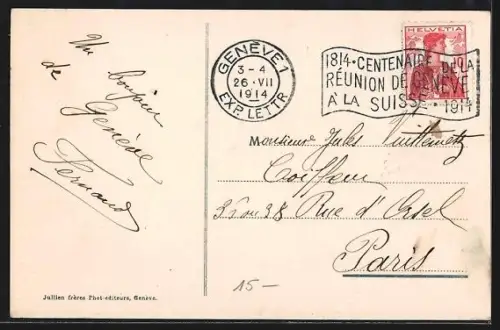 AK Genève, La Rade et le Monument Brunswick