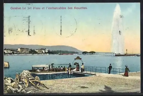 AK Genève, Le Jet d`eau et l`embarcadère des Mouettes