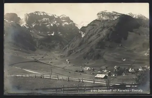 AK Schwende /Ebenalp, Teilansicht eines Ortes mit Gebirgspanorama