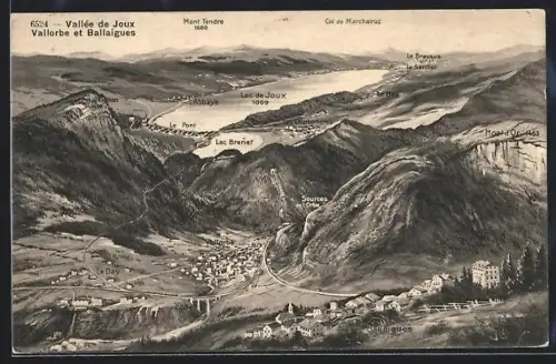 AK Vallorbe, Gesamtansicht mit Umgebung