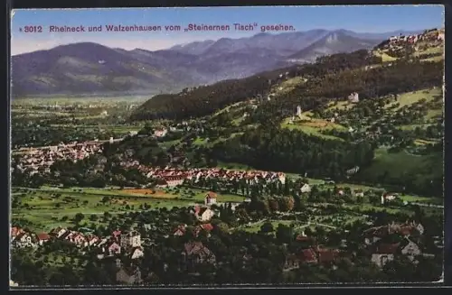 AK Walzenhausen, Teilansicht und Rheineck vom Steinernen Tisch gesehen