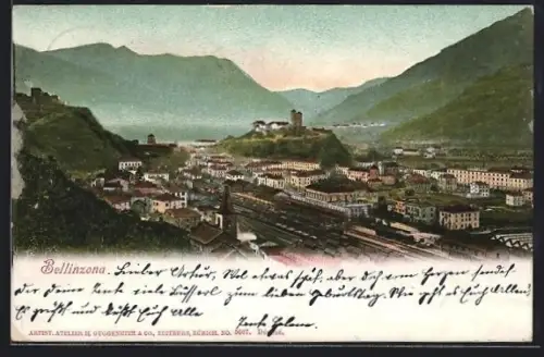 AK Bellinzona, Partie am Bahnhof, um 1900