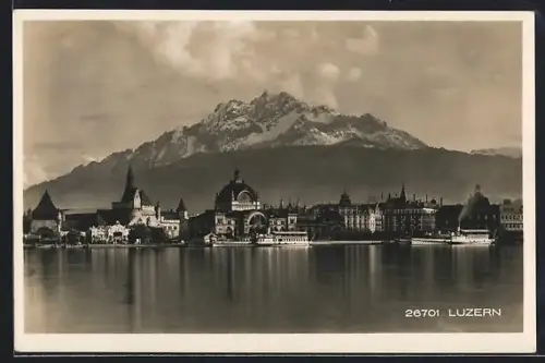 AK Luzern, Uferpartie mit Schloss