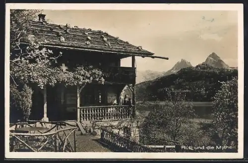 AK Rütli, Blick vom Gasthaus zu den Mythen