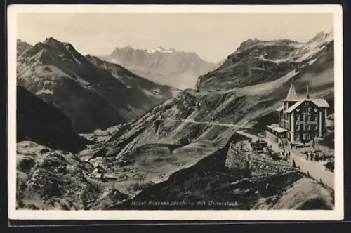 AK Klausenpasshöhe, Hotel mit Blick auf den Urirotstock