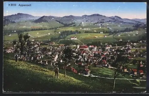 AK Appenzell, Ortsansicht aus der Vogelschau