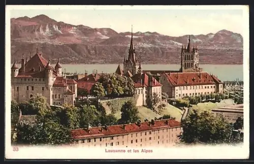 AK Lausanne, Vue Générale et les Alpes