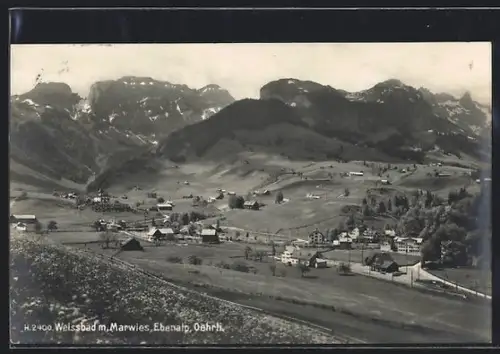 AK Weissbad, Ortsansicht mit Marwies, Ebenalp und Oehrli