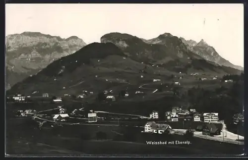AK Weissbad, Ortsansicht mit Ebenalp