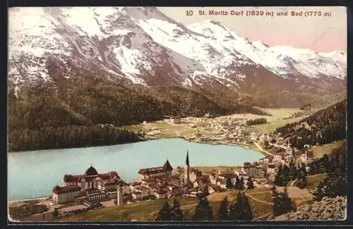 AK Sankt Moritz, Ortsansicht aus der Vogelschau