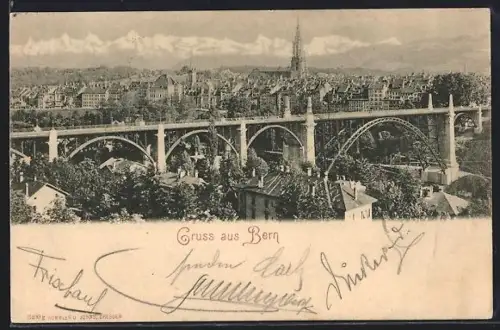 AK Bern, Teilansicht mit Viadukt
