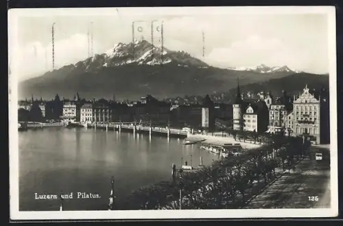 AK Luzern, Teilansicht mit Pilatus