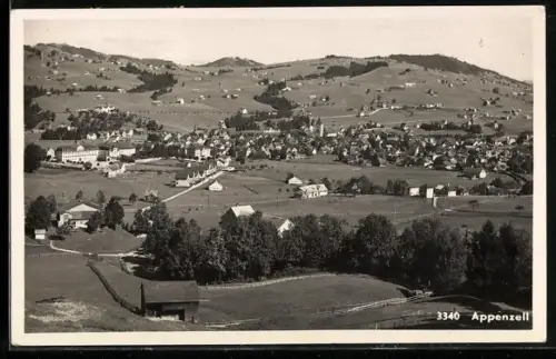 AK Appenzell, Ortsansicht aus der Vogelschau