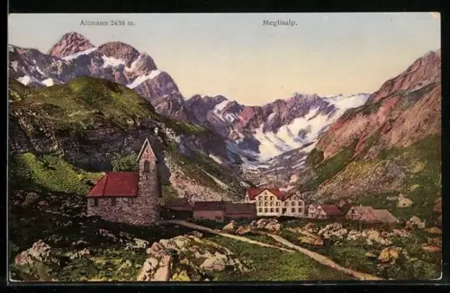 AK Meglisalp, Ortsansicht mit Gasthaus