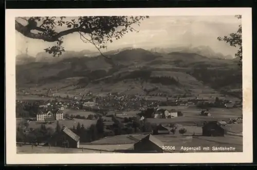 AK Appenzell, Ortsansicht mit Säntiskette