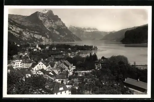 AK Weesen am Wallensee, Generalansicht aus der Vogelschau
