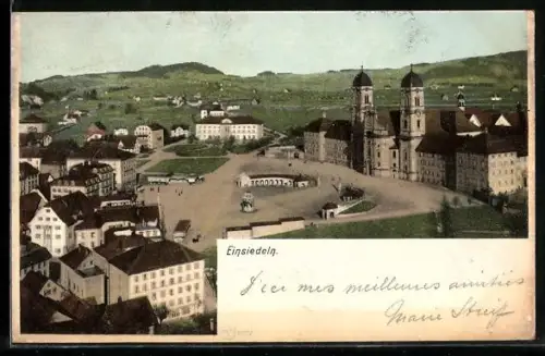 AK Einsiedeln, Teilansicht aus der Vogelschau
