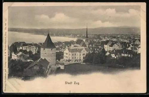 AK Zug, Teilansicht mit Kirche